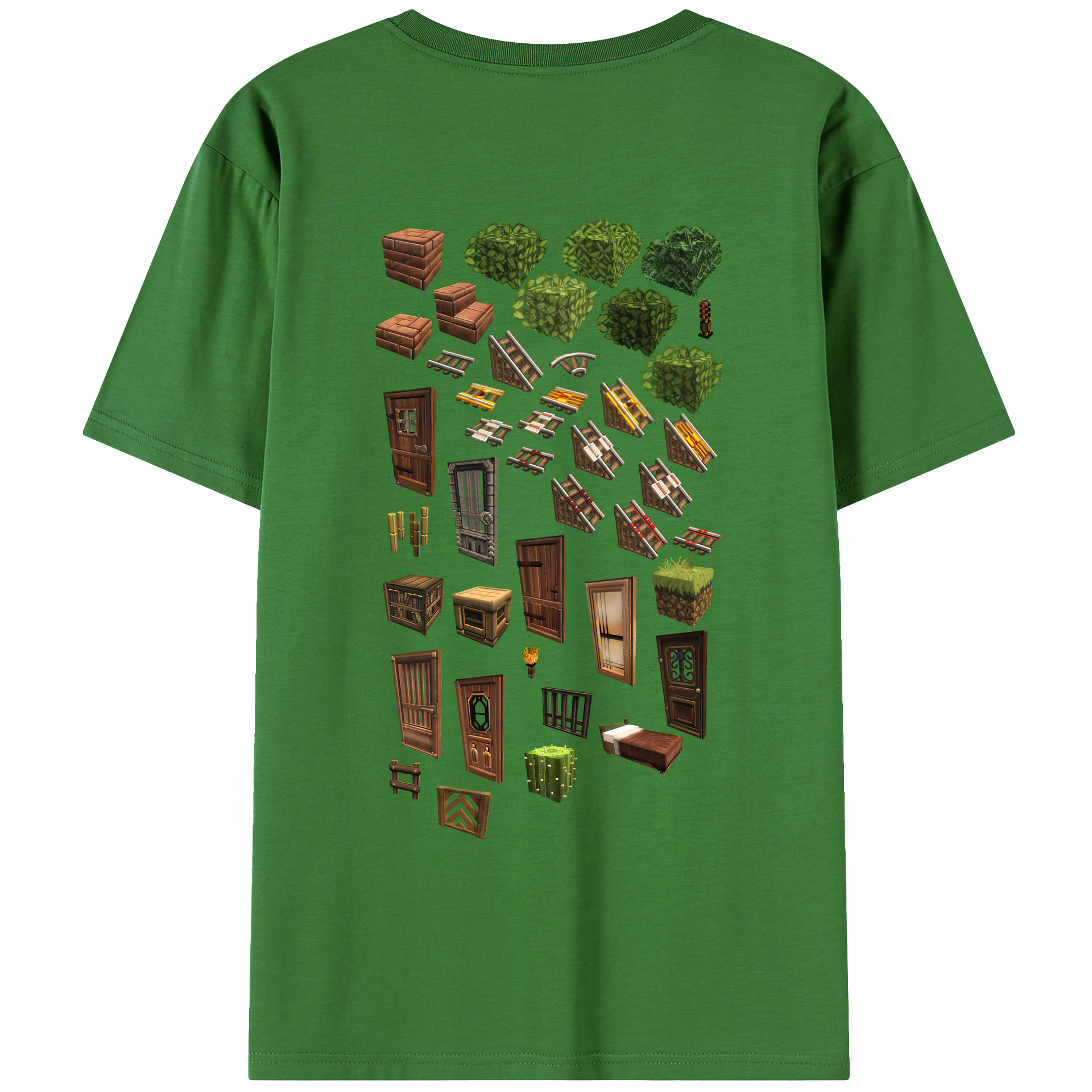 （画像用） マインクラフト ブロックの世界 Minecraft MC Block world レディース半袖Tシャツ(バックプリント)